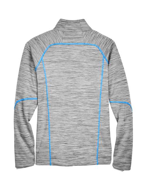 North End 88697, Men's Flux Mélange Bonded Fleece Jacket, Platinum/ Olympic Blue