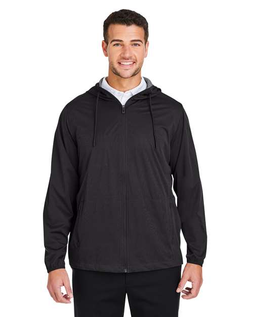 Men's Network Lightweight Jacket - - 14089 Black Heather 211D3 3-3.9 oz AB Exclusive Brands Adjustable CA New ab Full-Zips Hooded Jackets Mens & Unisex NE75 New AB North End Outerwear Pockets Polyester - 100% Recycled Spandex Sustainable Materials Water Resistant Windbreakers Zips