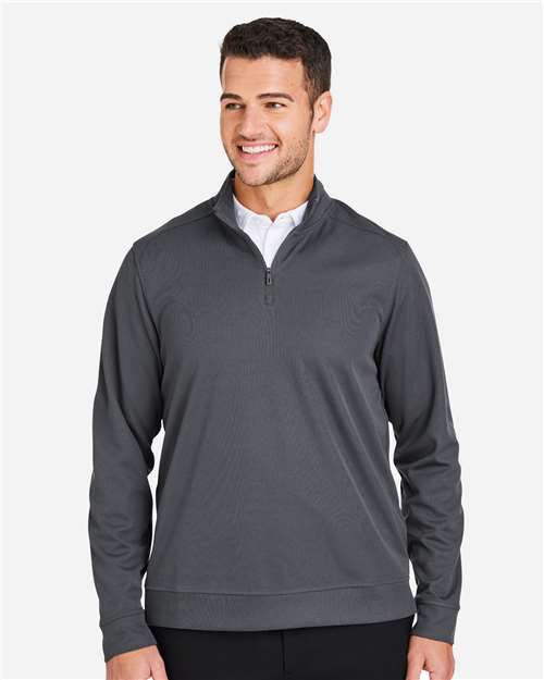 Men's Express Tech Performance Pique Quarter-Zip Pullover - - 14101 Carbon 176D3 AB Exclusive Brands CA New ab Jackets Mens & Unisex NE412 New AB North End Performance Polyester - 100% Pullovers Quarter-Zips Recycled Sustainable Manufacturing Sustainable Styles Thermals Tops Zips