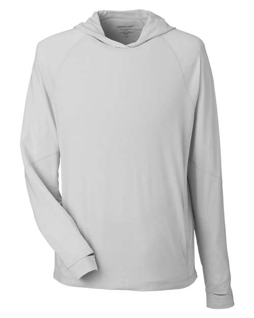 North End NE105, Unisex Jaq Stretch Performance Hooded Long Sleeve T-shirt, Platinum