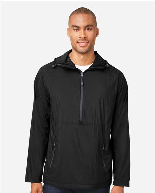 North End NE810, Men's Aura Lightweight Packable Anorak, Black/ Carbon