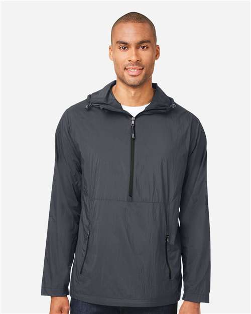 North End NE810, Men's Aura Lightweight Packable Anorak, Carbon/ Black