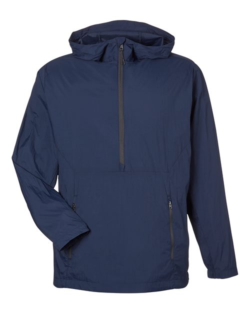 North End NE810, Men's Aura Lightweight Packable Anorak, Classic Navy/ Carbon