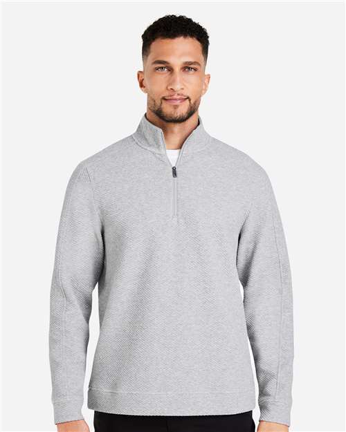 North End NE725, Men's Spirit Textured Quarter-zip Pullover, Platinum Heather