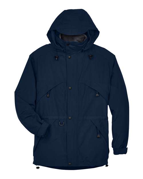 North End 88007, Men's 3-in-1 Parka With Dobby Trim, Midnight Navy