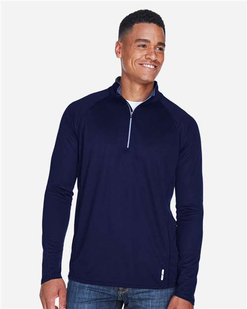 Men's Radar Performance Quarter-Zip Pullover - - 14152 Classic Navy 147D3 4-4.9 oz 88187 AB Exclusive Brands Activewear Antimicrobial CA New ab Industrial & Workwear Industrial & Workwear - Office Long Sleeves Mens & Unisex Moisture-Management New AB North End Performance Polos & Knits Polyester - 100% Pullovers Quarter-Zips S&S Exclusive Brands Sun/UV Protection Tops Zips