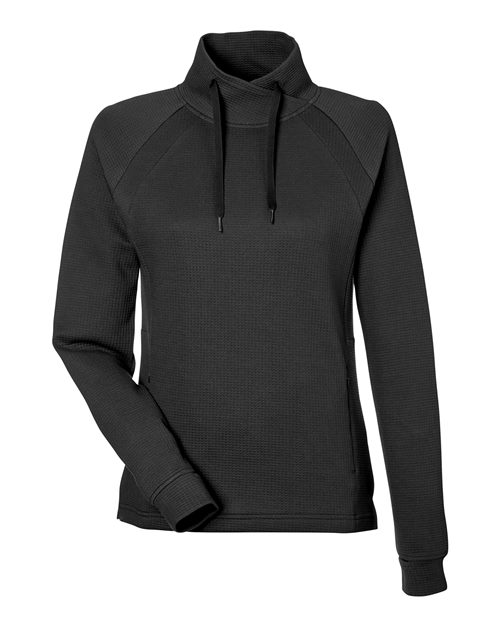 North End NE200W, Women's Rhythm Waffle Cross-neck Pullover, Black