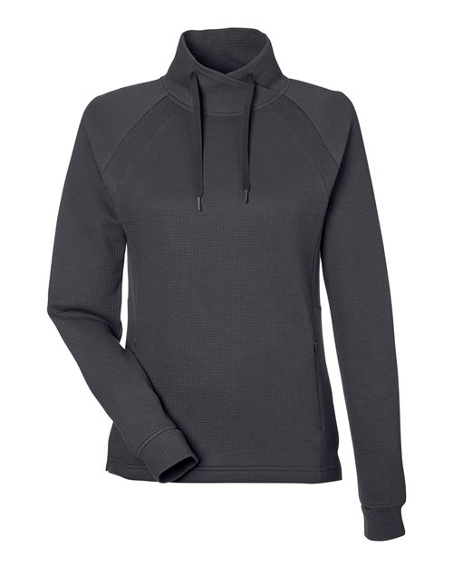North End NE200W, Women's Rhythm Waffle Cross-neck Pullover, Carbon