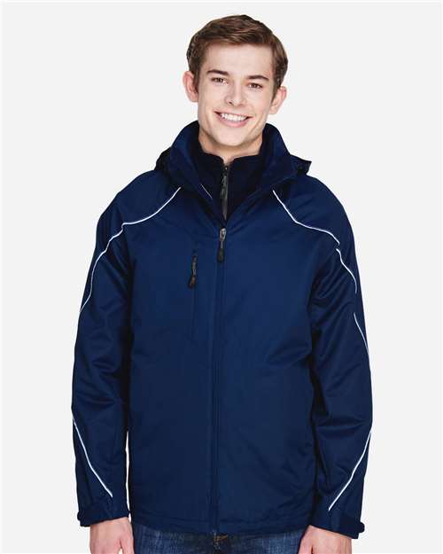 North End 88196, Men's Angle 3-in-1 Jacket With Bonded Fleece Liner, Night