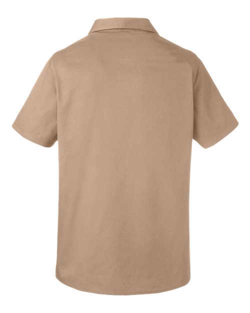 Harriton M585W, Women's Advantage Il Short Sleeve Dress Shirt, Khaki