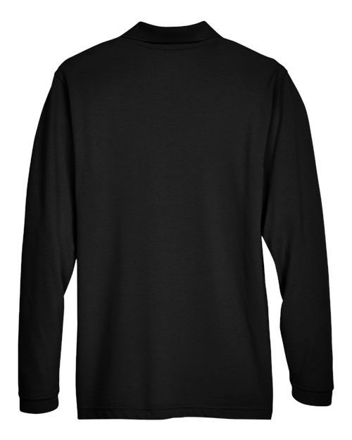 Harriton M265L, Men's Easy Blend Long Sleeve Polo, Black