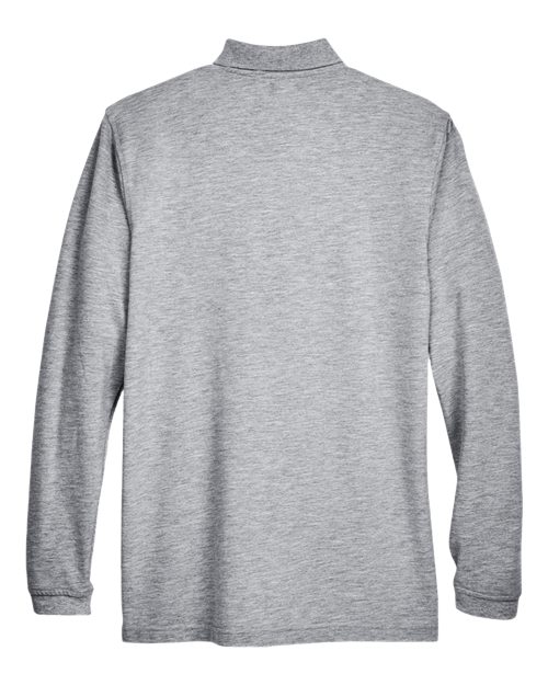 Harriton M265L, Men's Easy Blend Long Sleeve Polo, Grey Heather