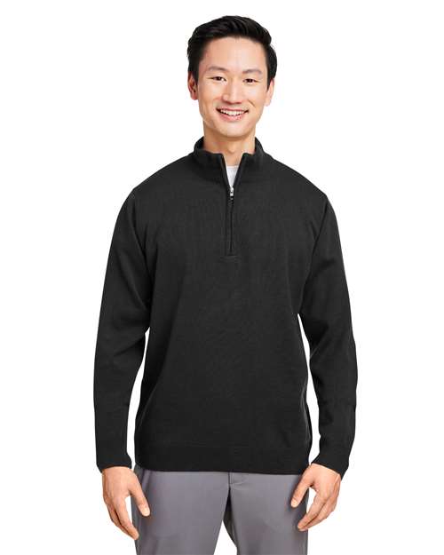 Unisex Pilbloc™ Quarter-Zip Pullover Sweater - - 14196 Black 12-12.9 oz 233B9 AB Exclusive Brands CA New ab Harriton Knit Long Sleeves M421 Mens & Unisex New AB Polos & Knits Pullovers Quarter-Zips Sweaters Tops