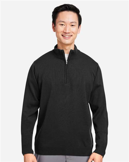 Harriton M421, Unisex Pilbloc Quarter-zip Pullover Sweater, Black
