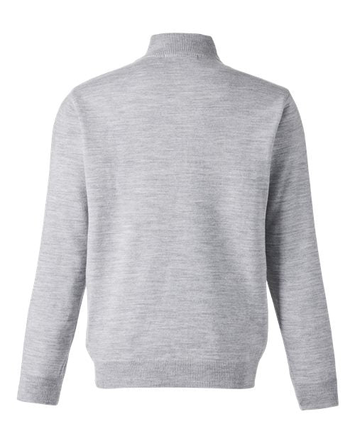 Harriton M421, Unisex Pilbloc Quarter-zip Pullover Sweater, Grey Heather