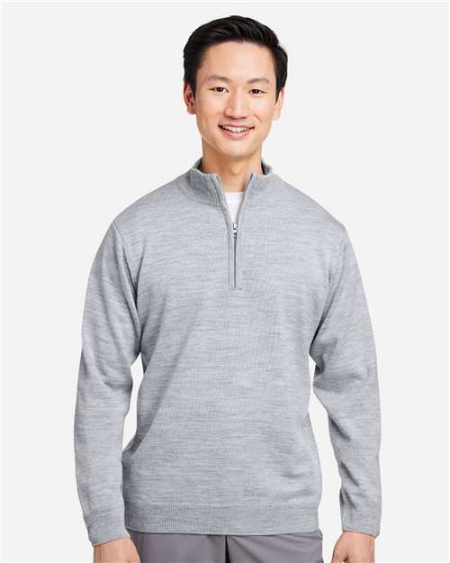 Harriton M421, Unisex Pilbloc Quarter-zip Pullover Sweater, Grey Heather