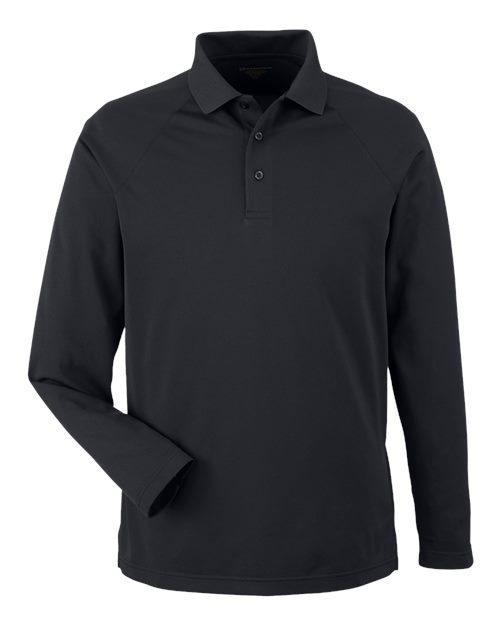 Harriton M208L, Men's Charge Snag And Soil Protect Long Sleeve Polo, Black