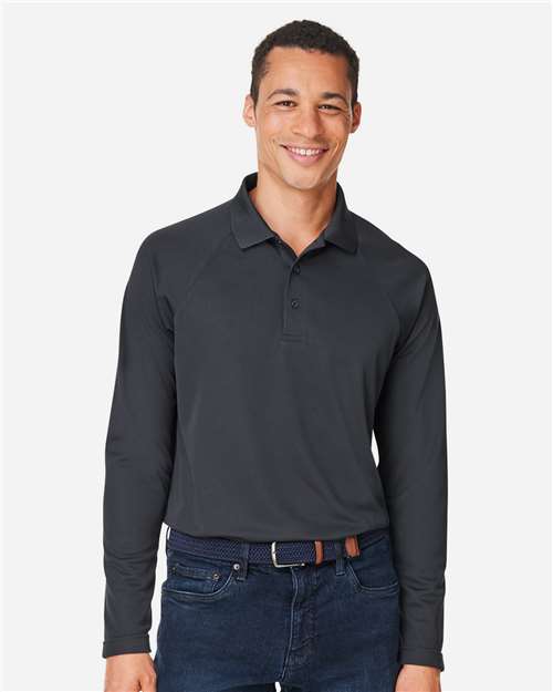 Harriton M208L, Men's Charge Snag And Soil Protect Long Sleeve Polo, Dark Charcoal