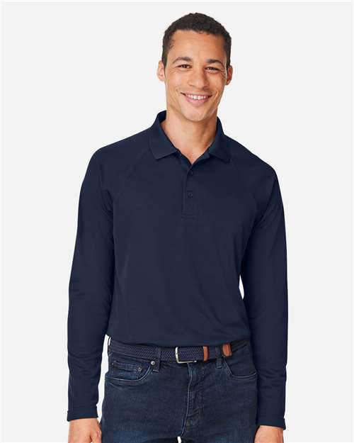 Harriton M208L, Men's Charge Snag And Soil Protect Long Sleeve Polo, Dark Navy