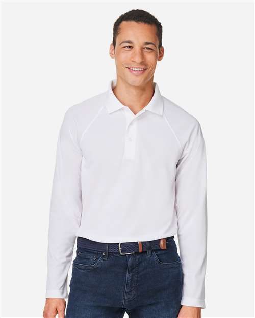 Harriton M208L, Men's Charge Snag And Soil Protect Long Sleeve Polo, White