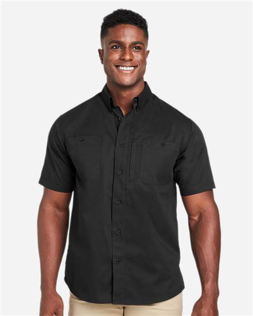 Harriton M585, Men's Advantage Il Short Sleeve Work Shirt, Black