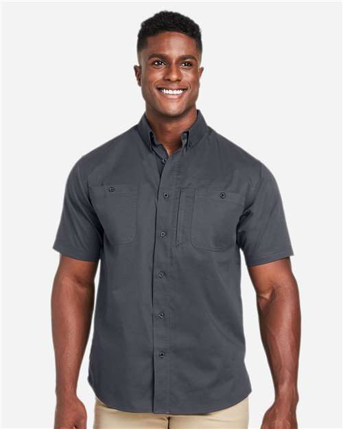 Harriton M585, Men's Advantage Il Short Sleeve Work Shirt, Dark Charcoal