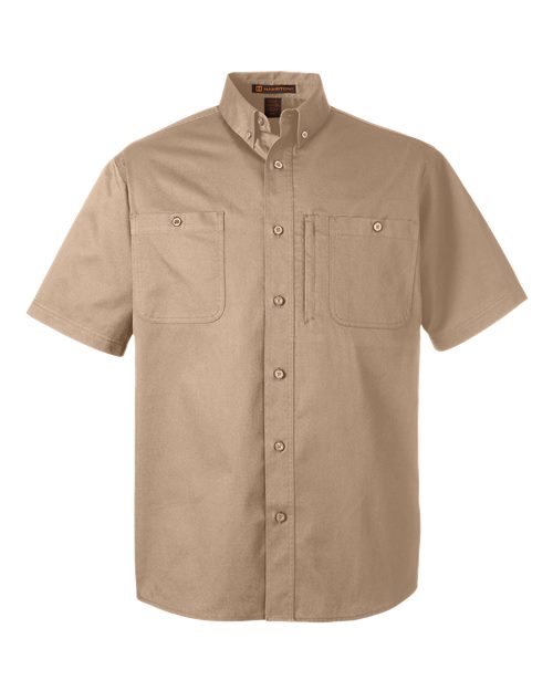 Harriton M585, Men's Advantage Il Short Sleeve Work Shirt, Khaki