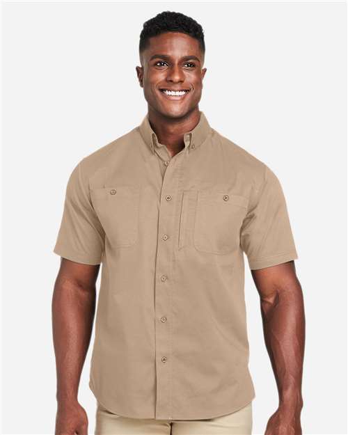 Harriton M585, Men's Advantage Il Short Sleeve Work Shirt, Khaki
