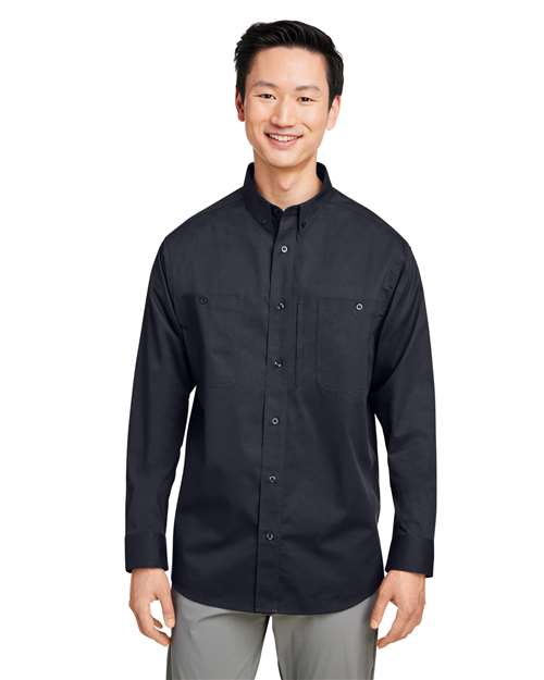 Men's Advantage IL Workshirt - - 14202 Black 263B9 4-4.9 oz AB Exclusive Brands CA New ab Cotton Dress Shirts Harriton Long Sleeves M585L Mens & Unisex New AB Pockets Polyester S&S Exclusive Brands Stain Resistant Tops Workwear Wovens Wovens & Dress Shirts Wrinkle Free Zips