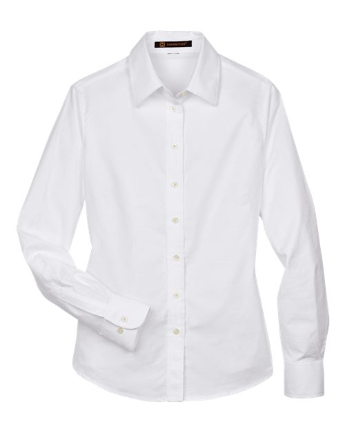 Harriton M600W, Women's Oxford Dress Shirt, White