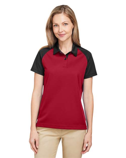 Women's Command Snag-Protection Colorblock Polo - - 14207 Sport Red Black 4-4.9 oz 692D9 AB Exclusive Brands Activewear Antimicrobial CA New ab Moisture-Management New AB Performance Pique Polos Polos & Knits Polyester - 100% S&S Exclusive Brands Short Sleeves Snag Resistant Spiritwear Sport Shirts Sun/UV Protection Team 365 Tops TT21CW Womens