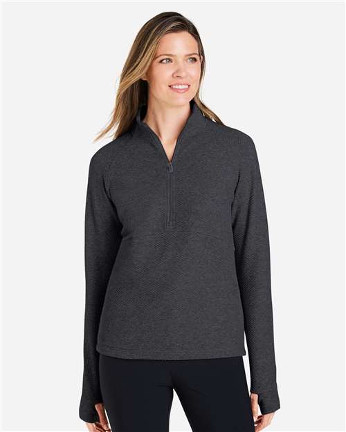 North End NE725W, Women's Spirit Textured Quarter-zip Pullover, Black Heather