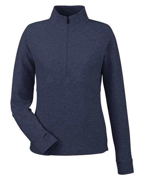 North End NE725W, Women's Spirit Textured Quarter-zip Pullover, Classic Navy Heather