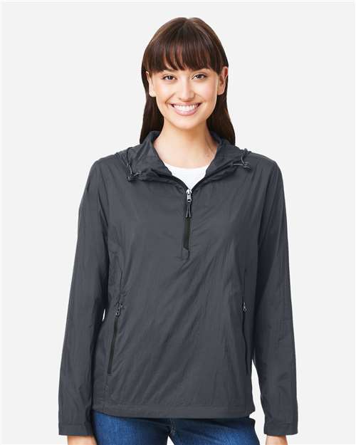 North End NE810W, Women's Aura Lightweight Packable Anorak, Carbon/ Black