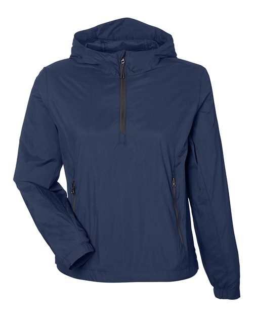 North End NE810W, Women's Aura Lightweight Packable Anorak, Classic Navy/ Carbon
