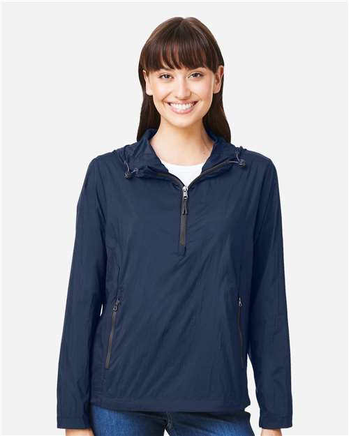 North End NE810W, Women's Aura Lightweight Packable Anorak, Classic Navy/ Carbon