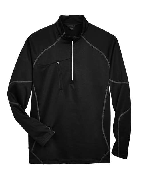 North End 88175, Men's Catalyst Performance Fleece Quarter-zip Pullover, Black