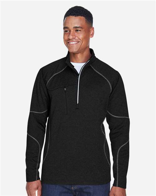 North End 88175, Men's Catalyst Performance Fleece Quarter-zip Pullover, Black