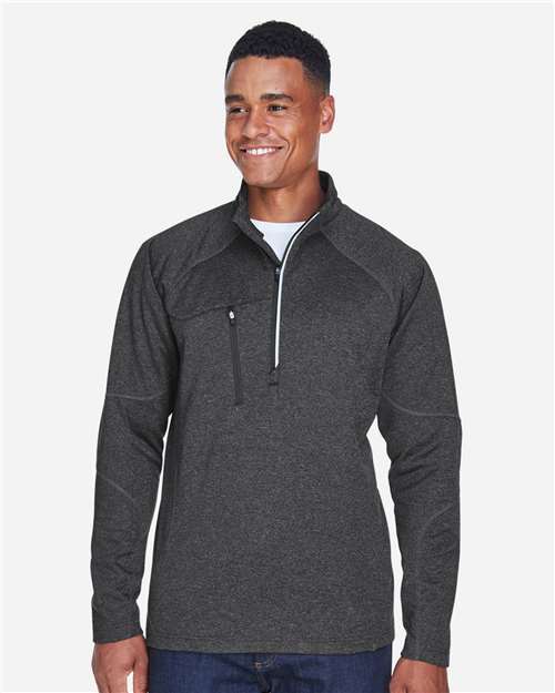 North End 88175, Men's Catalyst Performance Fleece Quarter-zip Pullover, Carbon Heather
