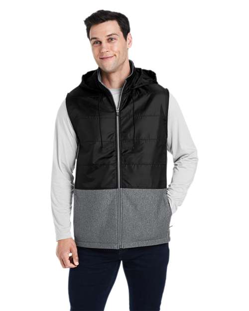 Unisex Zone HydroSport™ Hybrid Vest - - 14306 Dark Grey Heather Black 11-11.9 oz 764D9 AB Exclusive Brands Activewear CA New ab Jackets Mens & Unisex New AB Outerwear S&S Exclusive Brands Team 365 TT99 Vests
