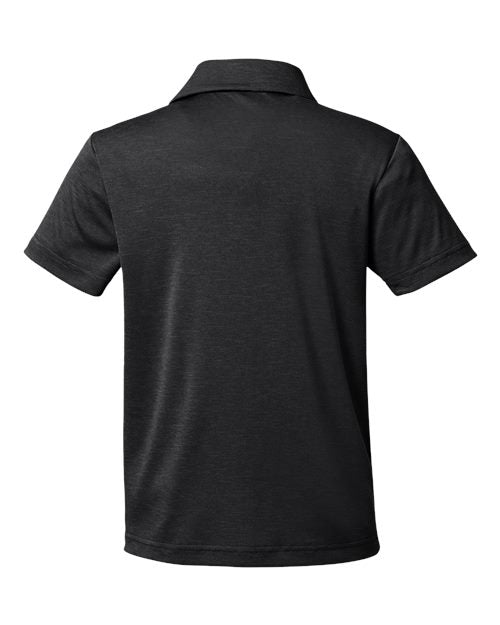 Team 365 TT51HY, Youth Zone Sonic Heather Performance Polo, Black Heather