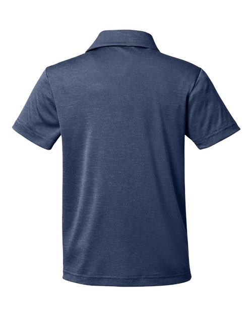 Team 365 TT51HY, Youth Zone Sonic Heather Performance Polo, Sport Dark Navy Heather