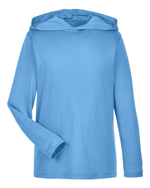 Team 365 TT41Y, Youth Zone Performance Hooded Long Sleeve T-shirt, Sport Light Blue