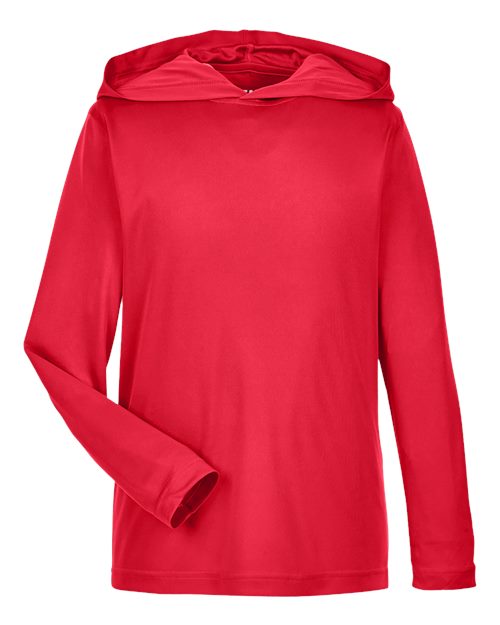 Team 365 TT41Y, Youth Zone Performance Hooded Long Sleeve T-shirt, Sport Red