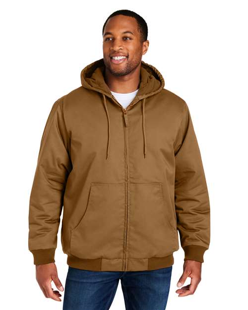 Unisex Tall ClimaBloc® Heavyweight Hooded Full-Zip Jacket - - 14333 Duck Brown 285B9 8-8.9 oz AB Exclusive Brands Adjustable CA New ab Cotton Drawstring Full-Zips Harriton Hooded Jackets Long Sleeves M722T Mens & Unisex New AB Outerwear Pockets Polyester Talls Workwear Zips
