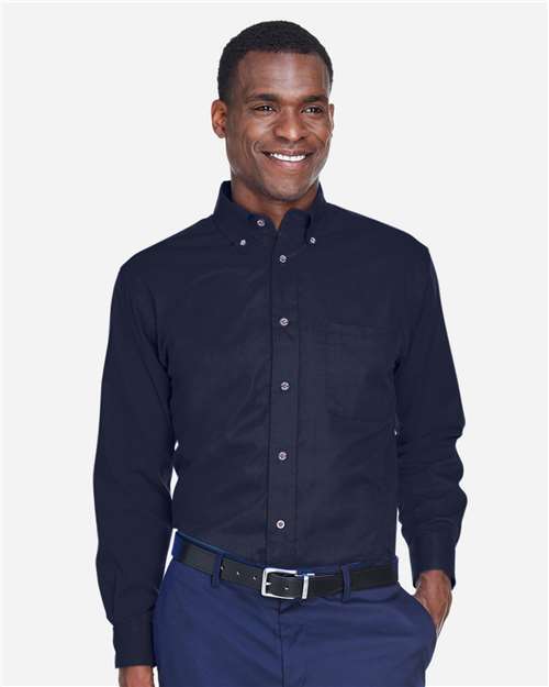 Harriton M500T, Men's Tall Easy Blend Twill Dress Shirt, Navy
