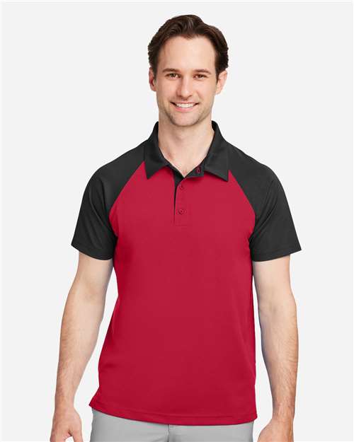 Team 365 TT21C, Men's Command Snag-protection Colorblock Polo, Sport Red/ Black
