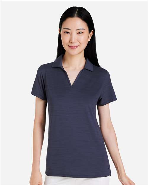Women's Cloudspun Coast Polo - - 14343 Navy Blazer Heather 15646 5-5.9 oz 532991 AB Retail Exclusive Brands Activewear CA New ab Moisture-Management New AB Performance Polos Polos & Knits Polyester Puma Golf Recycled S&S Exclusive Brands Short Sleeves Spandex Sport Shirts Sun/UV Protection Tops V-Neck Visible Logos Womens