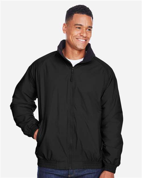 Harriton M740, Unisex Fleece Lined Nylon Jacket, Black/ Black
