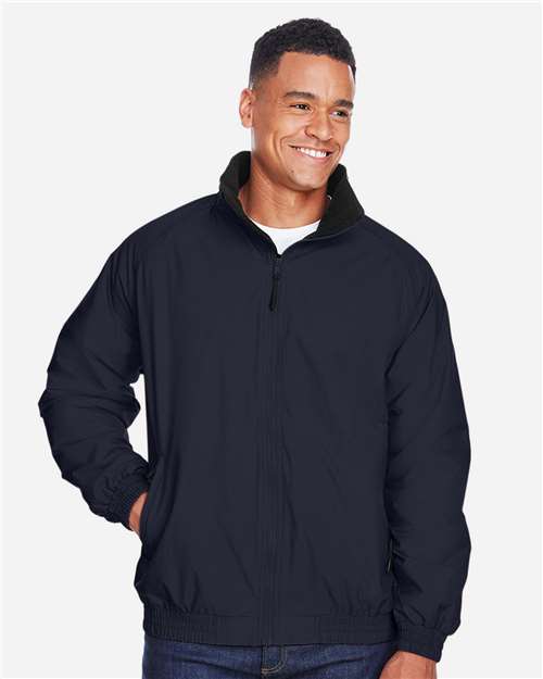 Harriton M740, Unisex Fleece Lined Nylon Jacket, Navy/ Black